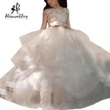 Новое поступление, бальные платья с цветочной кружевной аппликацией и рукавами-крылышками, длина до пола, пышные платья для первого причастия, свадебное платье