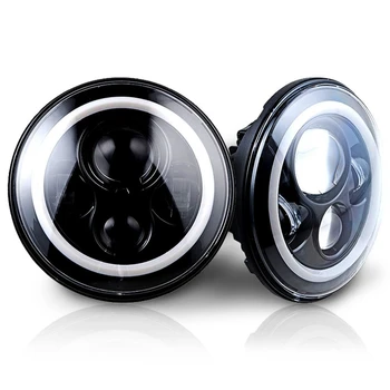 

2pcs 7" Inch Round 80W Hi/Lo Beam LED Headlights With Halo Ring Angel Eyes DRL For Jeep Wrangler JK TJ LJ 1997 - 2017