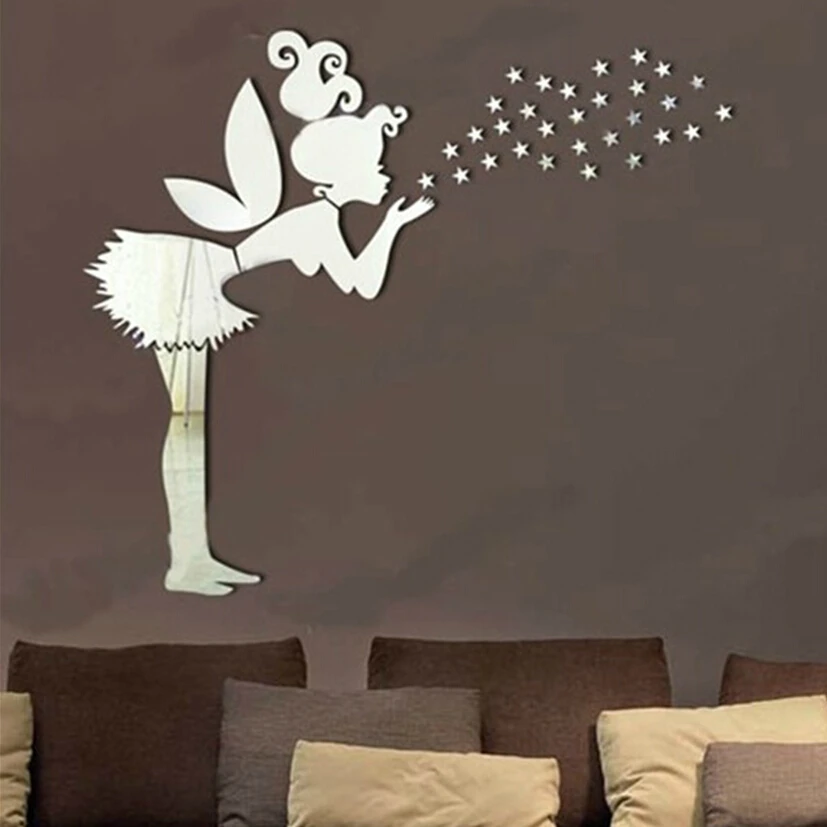 large diy acrylic 3d angel magic fairy mirror wall sticker home decor artistic room design for - Artistic Wall Design large diy acrylic 3d angel magic fairy mirror wall sticker home decor artistic room design for - Artistic Wall Design