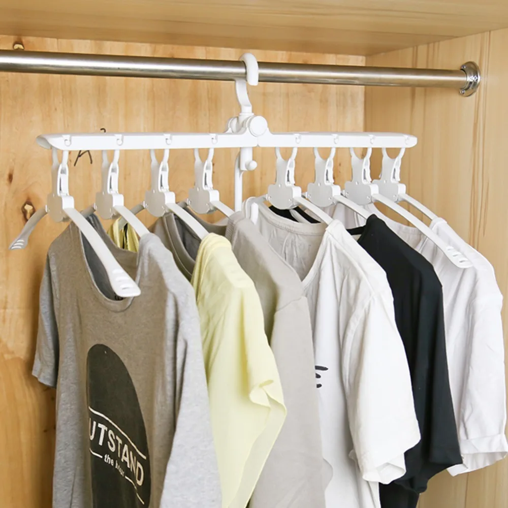 8 في 1 ماجيك البلاستيك طوي شماعات ملابس متعددة الوظائف خزانة الشماعات للملابس الطفل الأطفال شماعات DIY رف ملابس