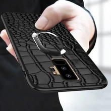Чехол для телефона для samsung Galaxy S10 S10E S9 плюс S7 край S8 Note 8 9 A5 автомобильный держатель Магнитный кронштейн с кольцом-присоской для карт и узором «крокодиловая кожа»