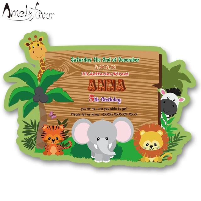 Invitation anniversaire animaux de la jungle - Fête