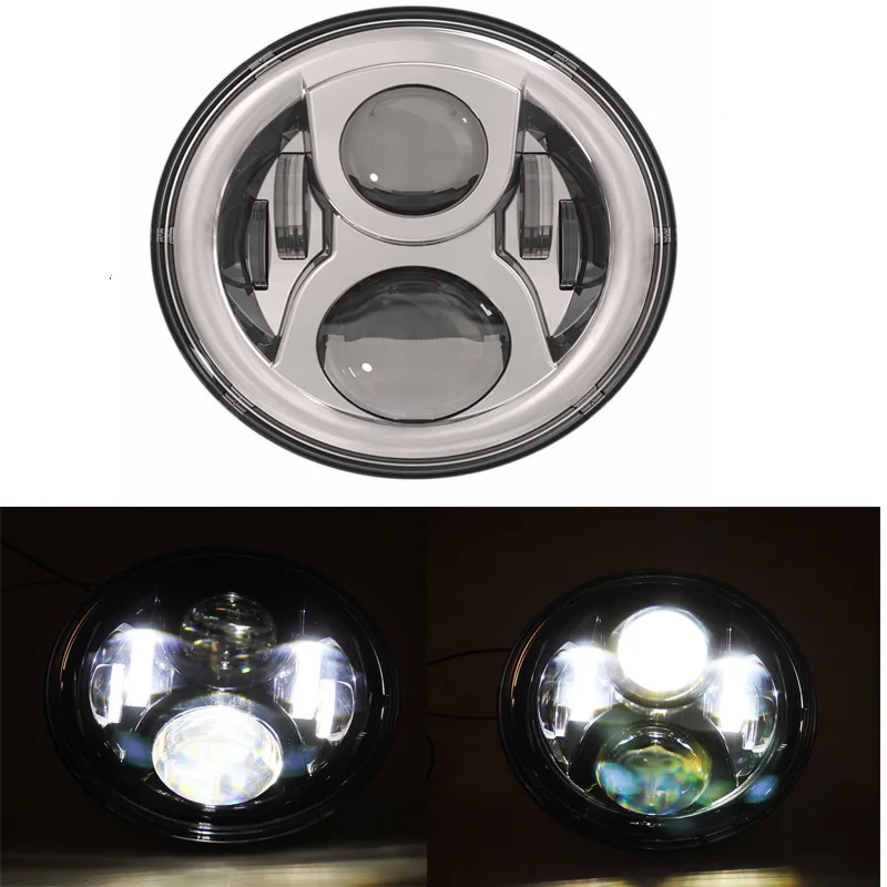Автомобильный светильник 7 дюймов головной светильник w/дневные ходовые огни для Jeep JK Lada 4x4 для suzuki samurai мотоцикл " Halo DRL светодиодный налобный фонарь - Цвет: 1pcs 50W chrome