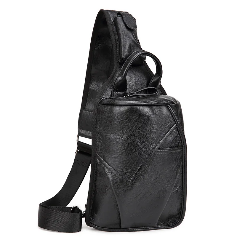 Men's PU Leather Vintage Chest Bag Fashion Crossbody Bag for Men ...