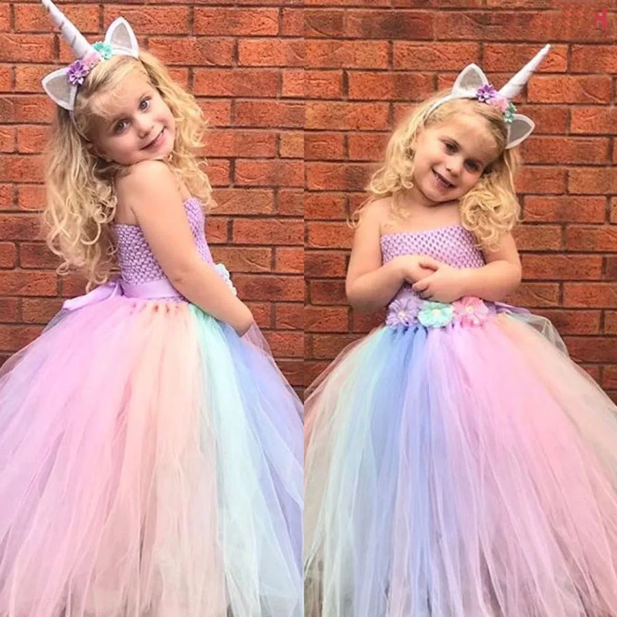 

Baby Girl Unicorn Tutu Dress Extra Fluffy Kids Flower Pony Fairy Wedding Birthday Party Dresses with Hair Hoop for Cosplay 3-12T