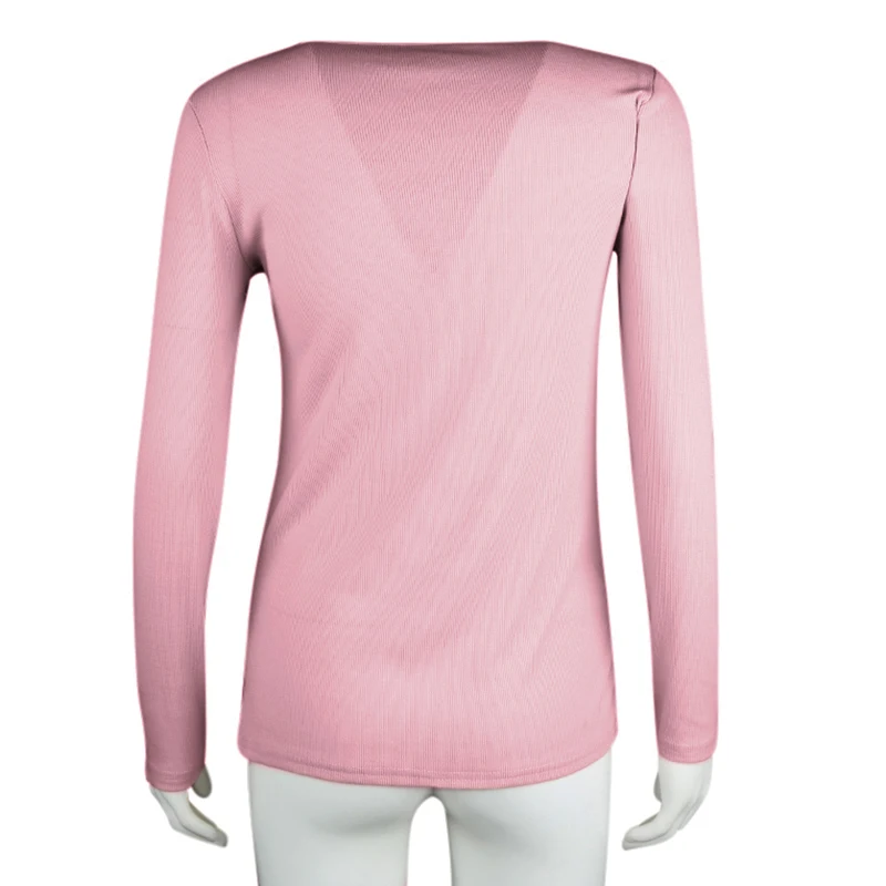 Women Long Sleeve Lace Patchwork T-shirt 2018 Spring Autumn Female Sexy Tshirt Tops Gray Pink Crew Neck Elegant Slim Tee Shirt