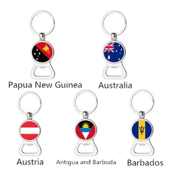

Hot sale Antigua and Barbuda Austria Australia Barbados Papua New Guinea flag multi-function keychain metal beer bottle opener