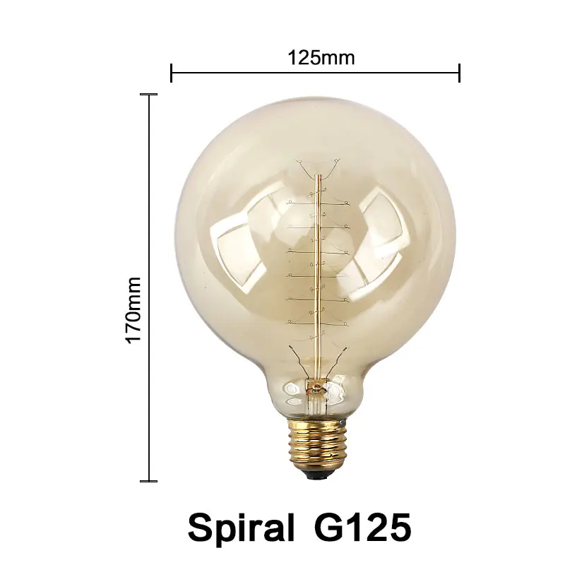 [YSI] 4 шт. Ретро лампа Эдисона E27 40 Вт 60 Вт Винтаж нити светильник накаливания 220V для декора стен античный подвесной светильник - Цвет: G125 Spiral
