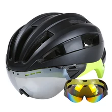 Goggles Bicycle Helmet EPS+PC Ultralight Mountain Road MTB Cycling Helmet With Lens 55-61 CM Goggles Bike Helmet