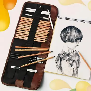 

29pcs Sketch Pencil Set Professional Sketching Drawing Kit Set Wood Pencil Pencil Bags Painter School Students Art Supplies