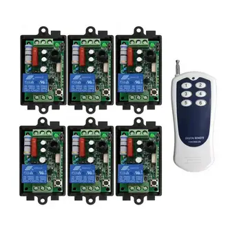 

RF Wireless 220V Remote Control light Switch 1CH 10A 6 Receiver&1 Transmitter 315/433 MHZ universal 100m