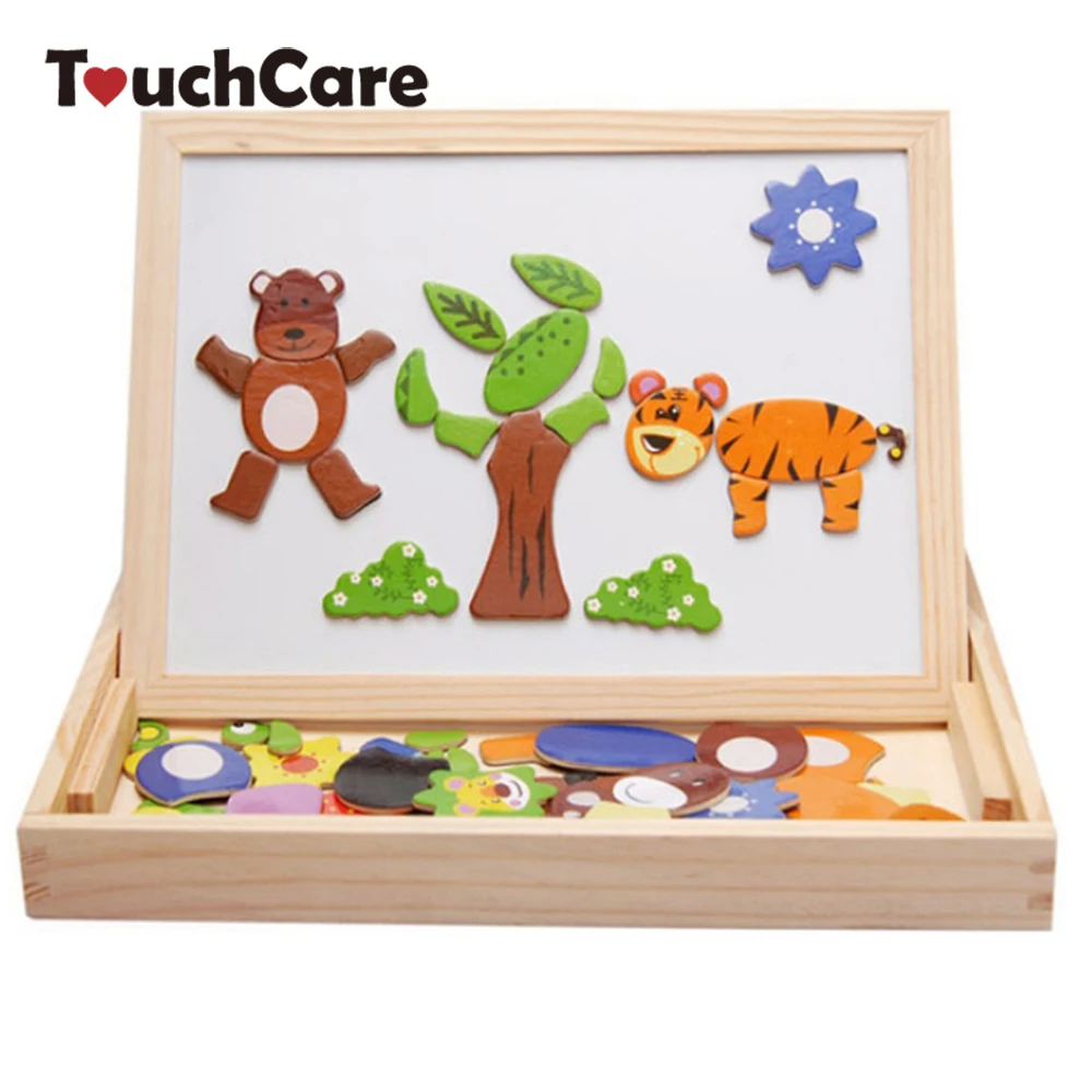 Wooden Multifunction Children Animal Puzzle Writing Magnetic Drawing Board Blackboard Learning Education Toys For Kids | Игрушки и хобби