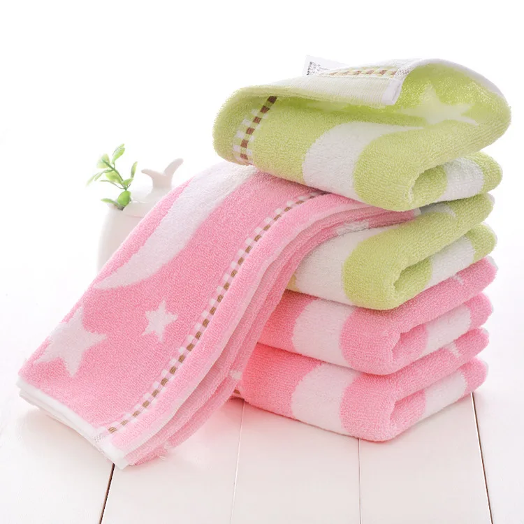 

26x52cm Strong Absorbent Thickening Cotton Children's Towel Baby Bath Towel Wrap Towel Saliva Towel Gift Washcloth Sunlight 2P