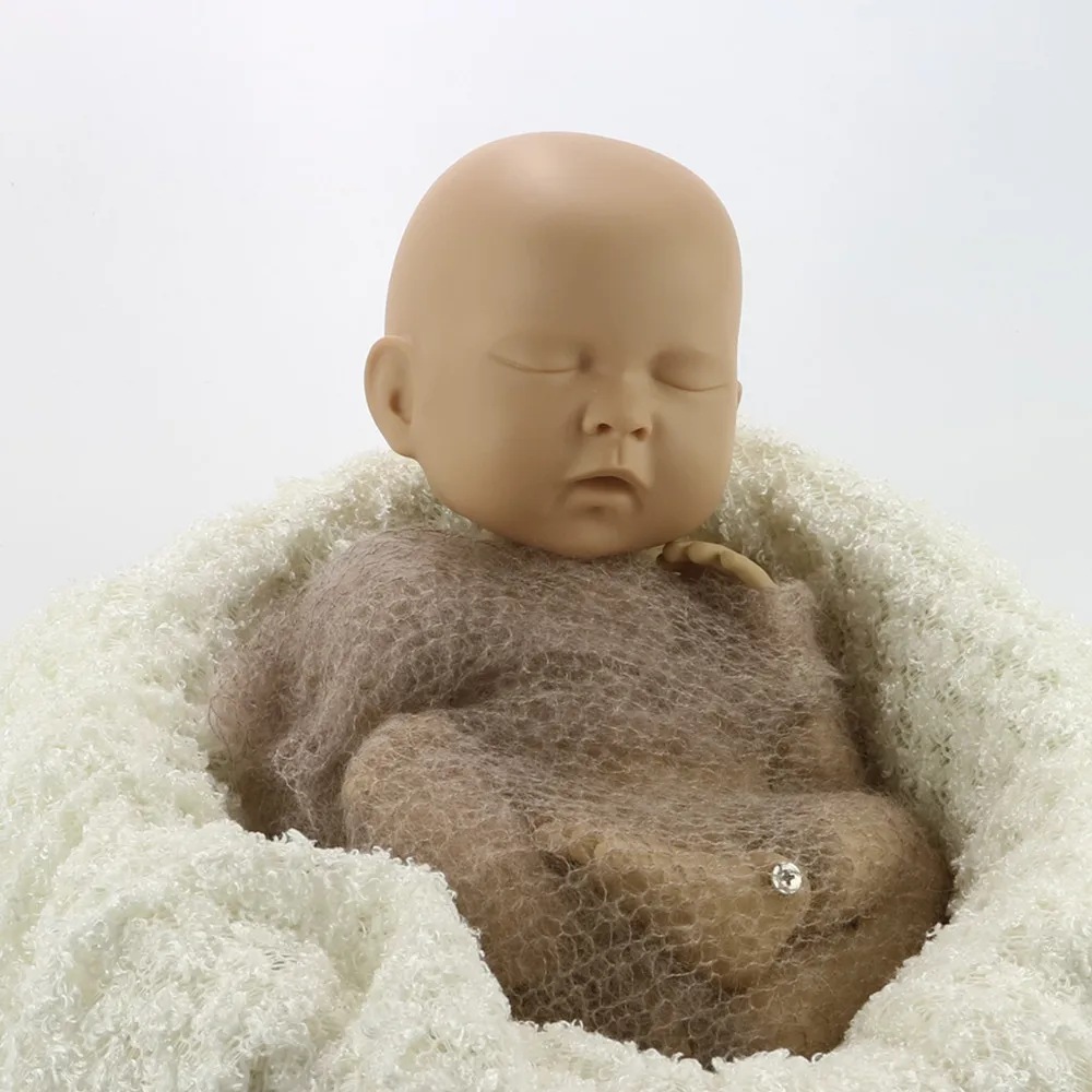 Handknit эластичные мягкие настоящие мохер детские одеяла 60x30 см новорожденный реквизит для фотосъемки подарок для душа ребенка