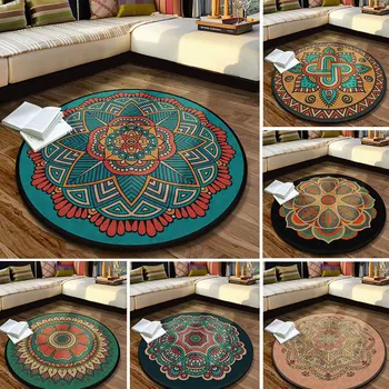

bedroom bedside tatami mat National wind anti-slip round full balcony coffee table hanging basket decorative carpet living room