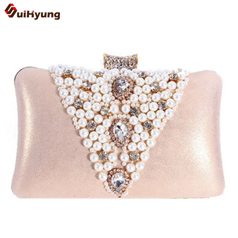 

New Women Elegant Beaded Handbag Fashion Bling Crystal Hard Box Day Clutches Wedding Bride Bridesmaids Clutch Bag Evening Bags