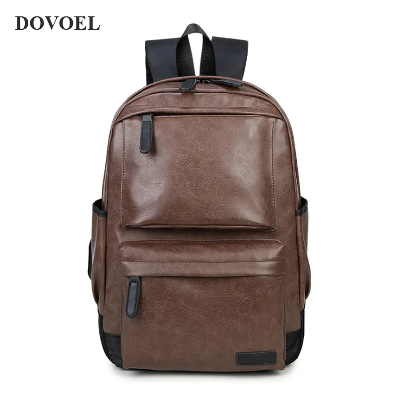 

DOVOEL Men Backpack Leather Male Functional Bag Unisex Waterproof Backpack PU Big Capacity Men Bag School Bag For Teenager B346X