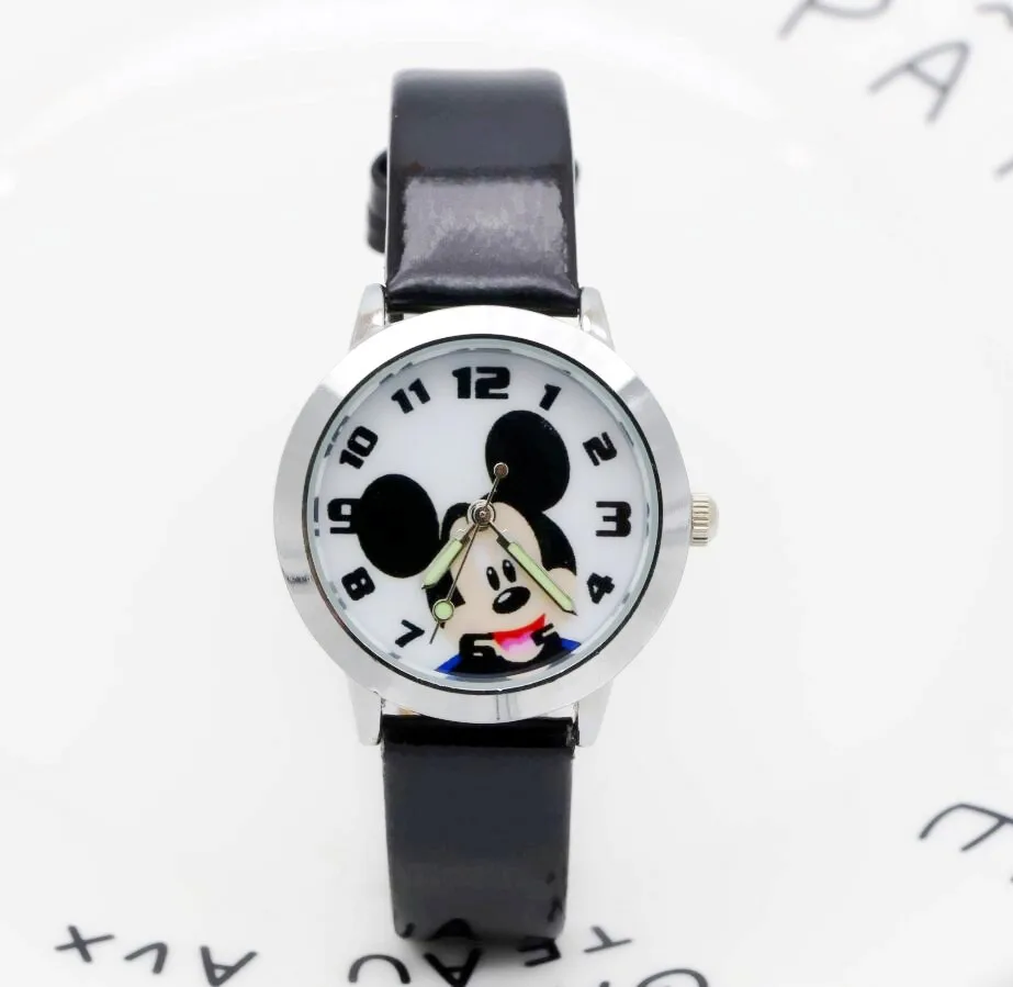 

New 2018 fashion cool mickey cartoon watch for children girls Leather digital watches for kids boys Christmas gift wristwatch