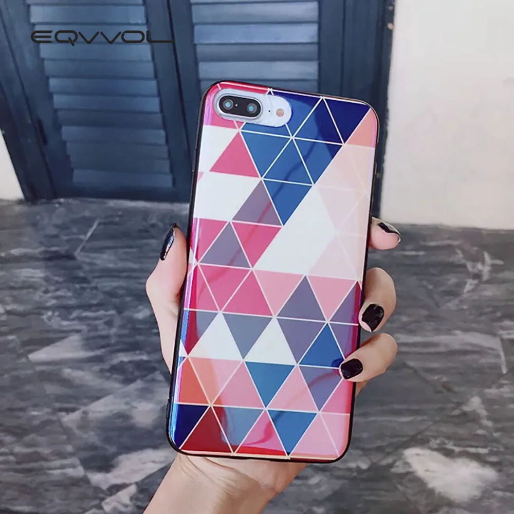Eqvvol роскошный лазерный чехол для телефона Apple iphone X 8 7 6 S Plus Чехлы геометрический