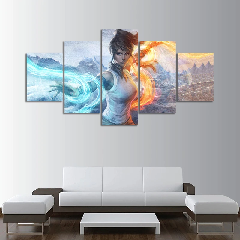 5 шт. аватара последний воздушный бандер Korra Aura рисунок HD печать на холсте