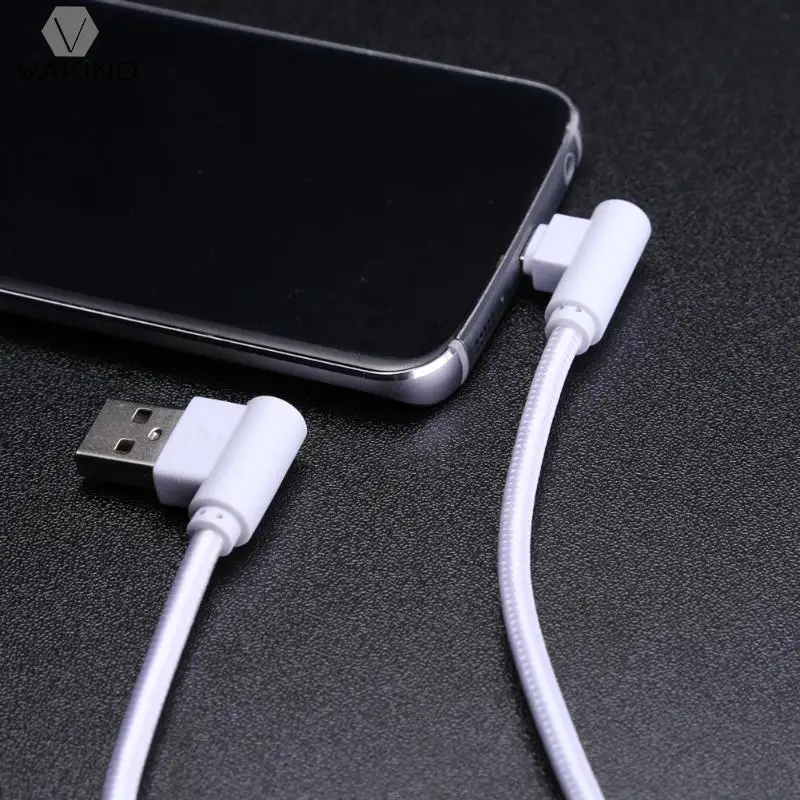 1m 90 Degree Right Angle 5Pin Mirco USB Cable Nylon Biraided L Shaped USB Data Sync Transfer Charging Cord Charger Wire Line 