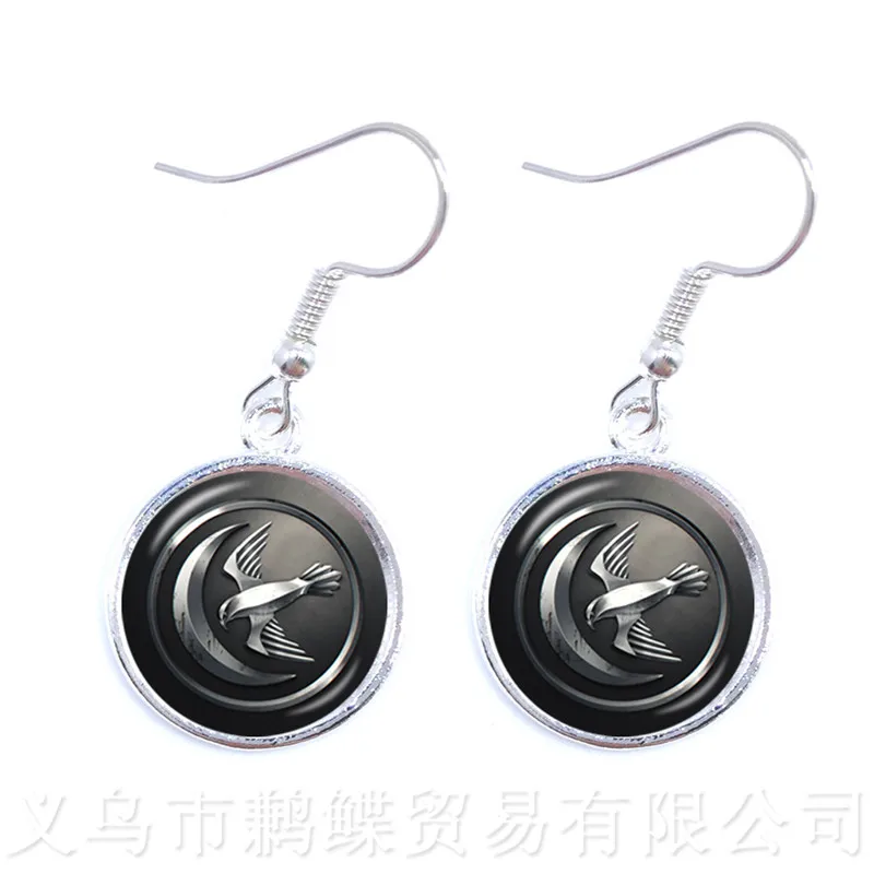 

Song of Ice and Fire Game of Thrones House Stark Wolf Earrings Glass Cabochon Time Pendant Earrings For Women