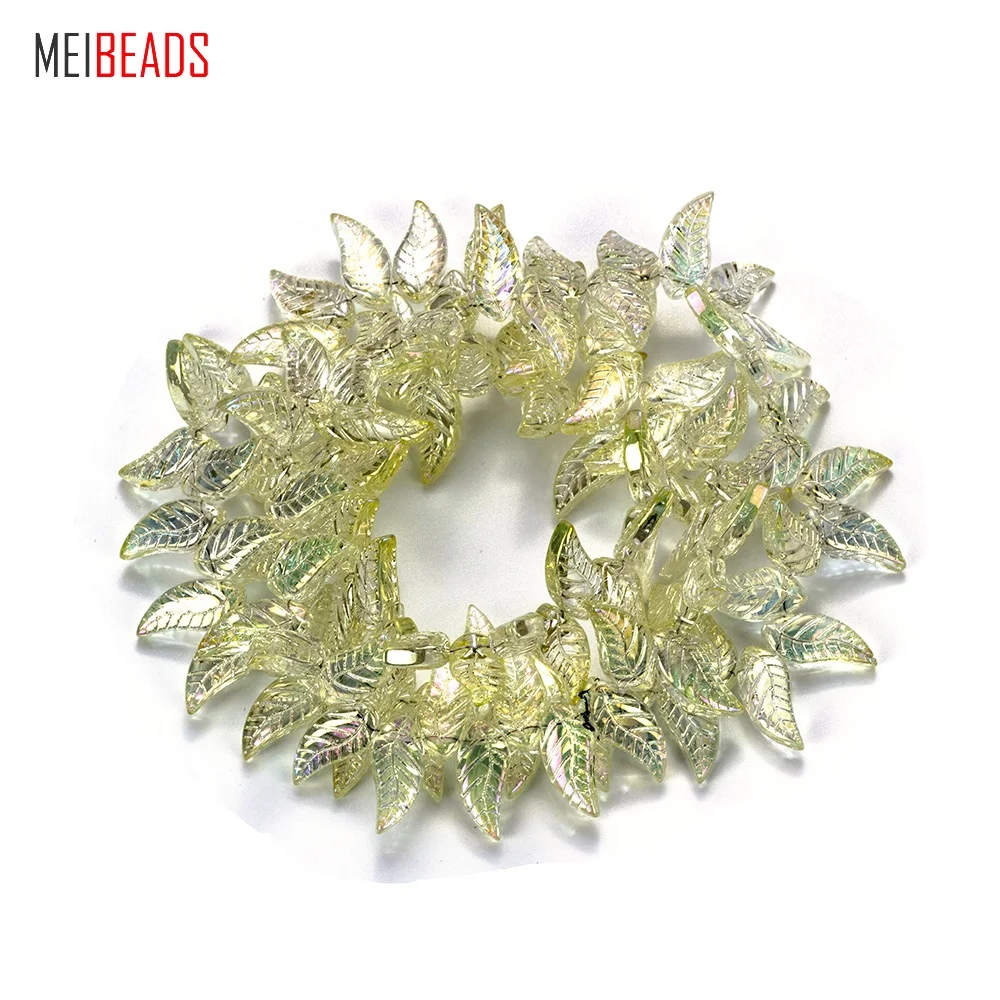 

MEIBEADS 18*8 mm Trendy Glass Leaves Shape Spacer Colorful Glass Pendants For Accessories Fit Bracelet DIY Jewelry Making EY5530