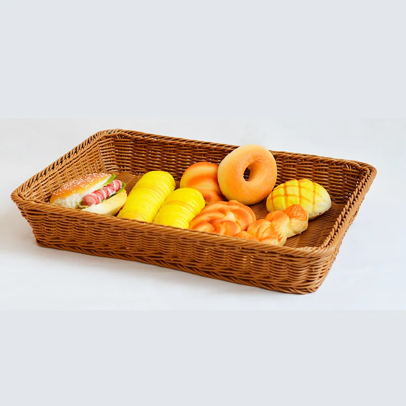 WHISM ручной работы прямоугольная корзина для хранения из ротанга пластиковая плетеная Хлебница фруктовый Овощной контейнер для закусок еда Органайзер