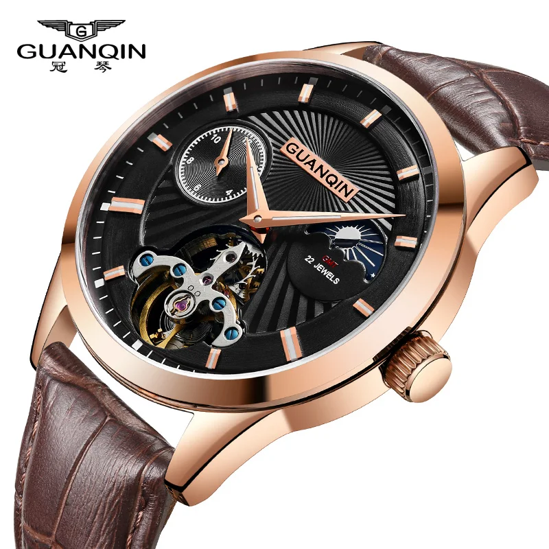 GUANQIN 2018 механические Автоматические часы для мужчин спортивные Tourbillon Топ