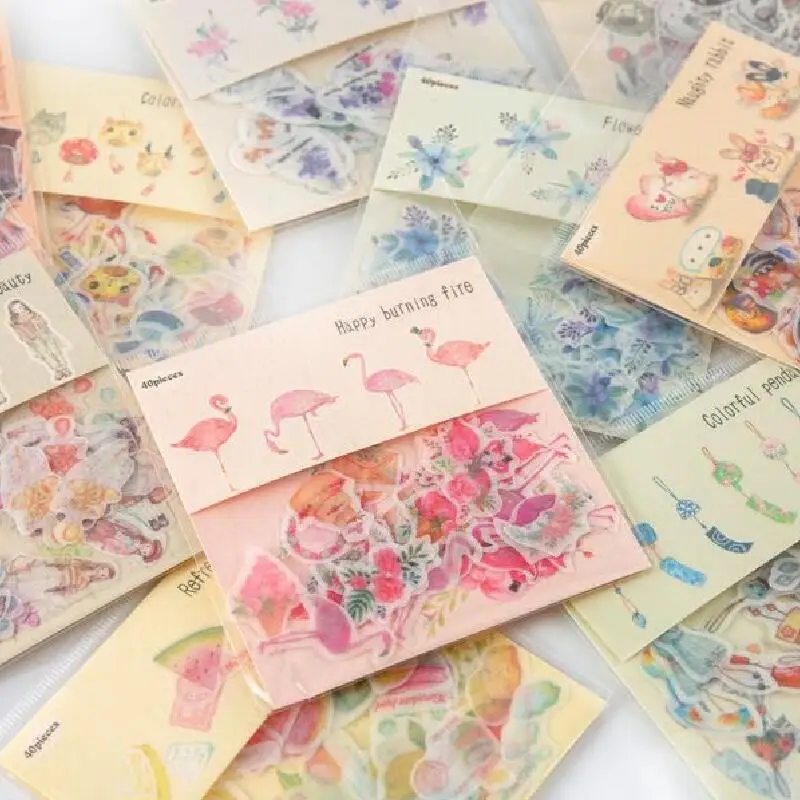

40 Pcs Creative Pink Flamingo Fruits Mini Paper Sticker Decoration Diy Ablum Diary Scrapbooking Label Sticker Kawaii Stationery