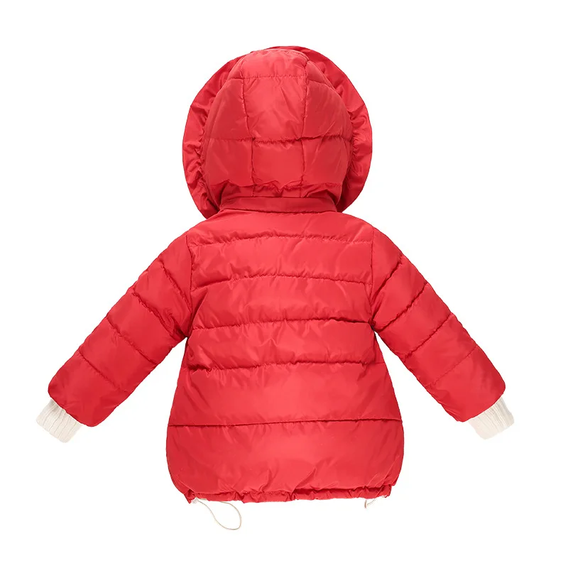 Корейский Детский пуховик толстые зимние куртки пуховое пальто для маленьких девочек верхняя одежда для детей от 3 до 7 лет, красный, розовый
