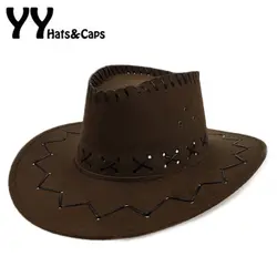Шляпы ковбойские для детей с поля сомбреро Mujer Западно-американской Обувь для мальчиков сомбреро Вакеро из искусственной замши тройной