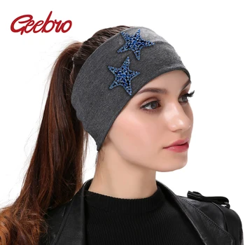 

Geebro Women Headband Cotton Plain Elastic Headbands Star Rhinestones Hair Accessories Fashion Summer Hairband For Girls DZ713