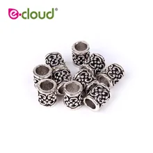 Красота волос бисер 10 шт./лот Регулируемый тибетское серебро страх Dreadlock бусины манжеты клип 7 мм отверстие для плетения волос