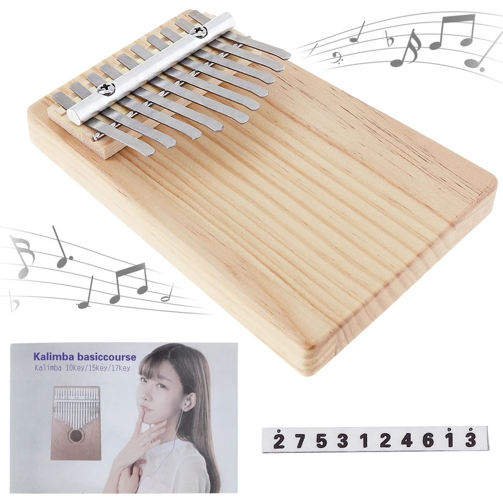 

10 Key Kalimba Solid Wood Thumb Piano Mbira Keyboard Instrument with Tone Sticker