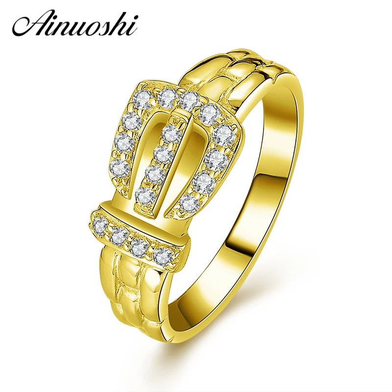 

AINUOSHI 10K Solid Yellow Gold Queen Crown Ring Round Cut Sparkling CZ Cluster Ring Luxury Bridal Ring Engagement Women Jewelry