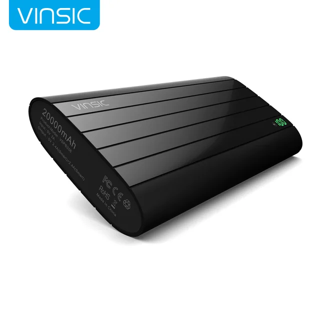 Vinsic Черный 20000 мАч Аккумулятор Smart Идентификации Порта USB Power Bank Зарядное Устройство для Iphone Смартфон Tablet