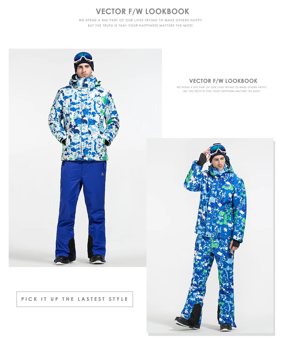 Векторный зимний лыжный костюм Se для мужчин, ветрозащитная Водонепроницаемая Лыжная куртка и штаны, теплый зимний костюм для сноуборда, бренд HXF70012