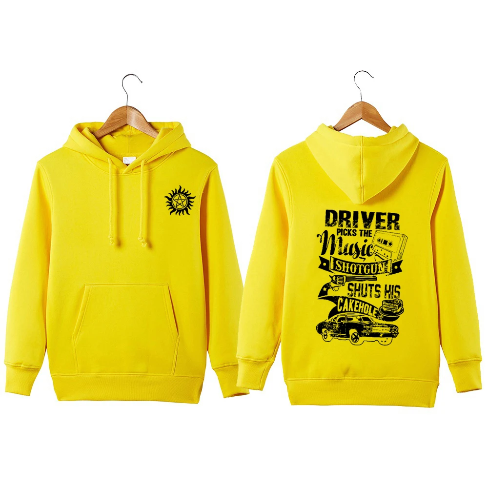 Supernatural Hoodie Driver Picks The Music Shuts His Cake Hole Funny Supernatural Pullover Hoodie S