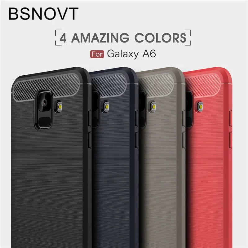 BSNOVT For Samsung Galaxy A6 2018 Cover Shockproof Silicone Brushed Phone Back Case A600G |
