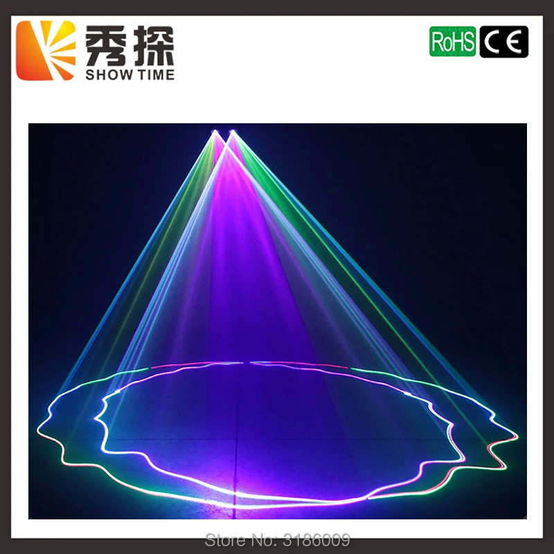 

Hot sales 2 Lens Red Green Blue RGB Beam Laser Light DMX 512 Professional DJ Party Show Club Holiday Home Bar Stage Lighting