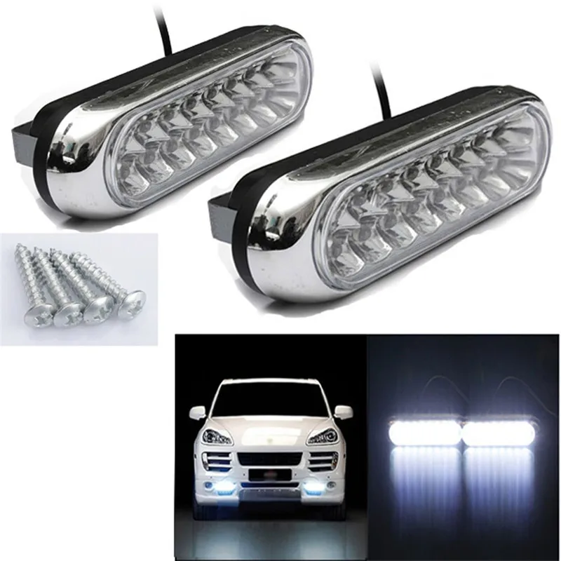 kongyide Car Light 2PCS Universal 16 LED Car Van DRL Day Driving Daytime Running Fog White Light Lamp 5W Luz del coche je17 - Цвет: 2PCS