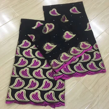 

Newest 7 yards embroidered golden edge hot heart pattern Swiss Voile Lace KCS20 Free shipping good quality Cotton Lace Fabric