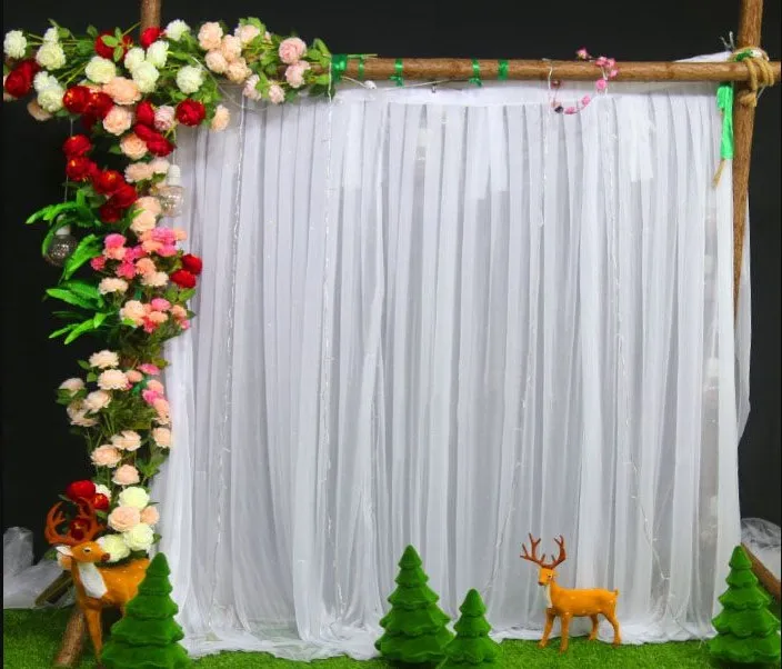 3X3M bright dream gauze wedding backdrop background for Baby shower white curtains christmas event banquet | Дом и сад