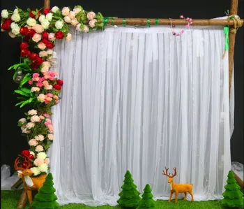 

3X3M bright dream gauze wedding backdrop background for wedding Baby shower white backdrop curtains for christmas event banquet