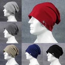 Мужские повседневные Шапки нестандартных размеров мешковатая однотонная шляпа с металлическим кольцом шапочки шапки CSHAT0365