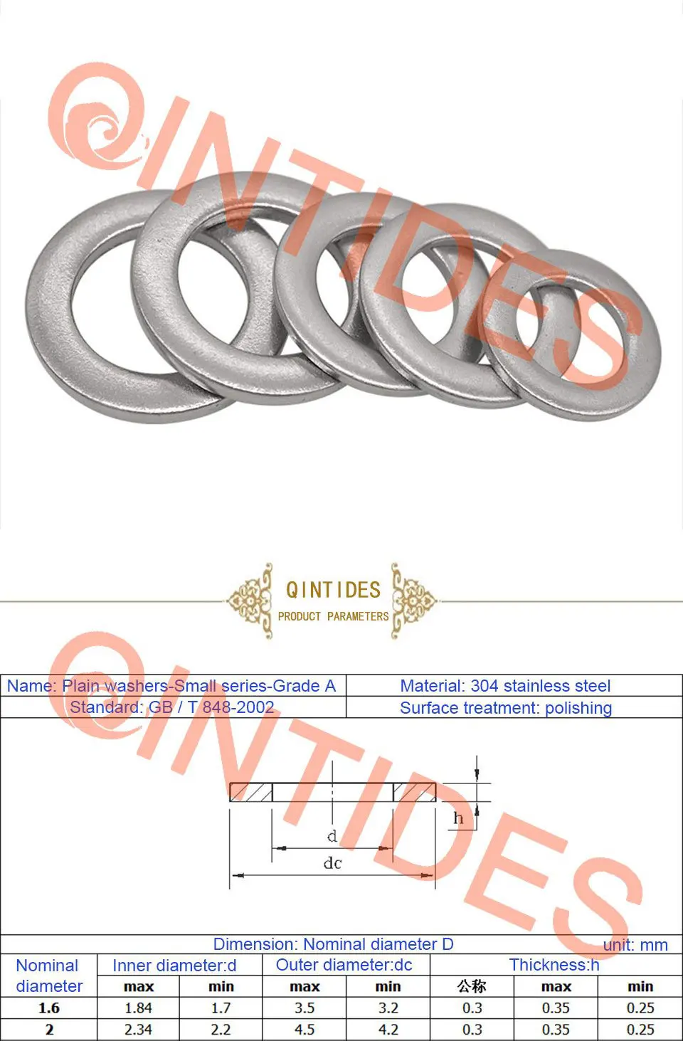 Qinstindes 400 штук M1.6 M2 M2.5 M3 микс простые шайбы маленькая Серия продукта класс А Ассорти Комплект ISO7092 M3.5 M4 M5 M6 M8 шайба