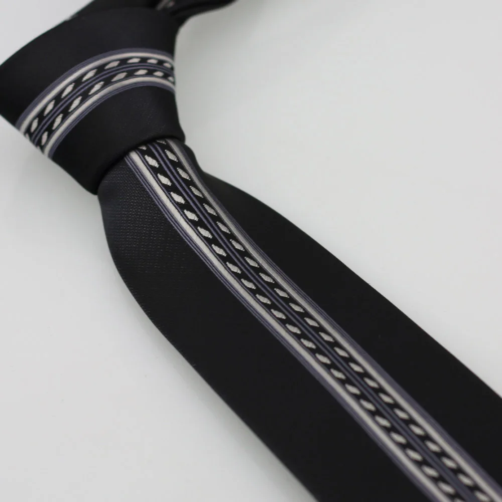 Yibei Coachella Галстуки черный 6 см галстук с серым серебра геометрический полосатый Для мужчин галстук узкий Gravatas masculinas подарки для для мужчин