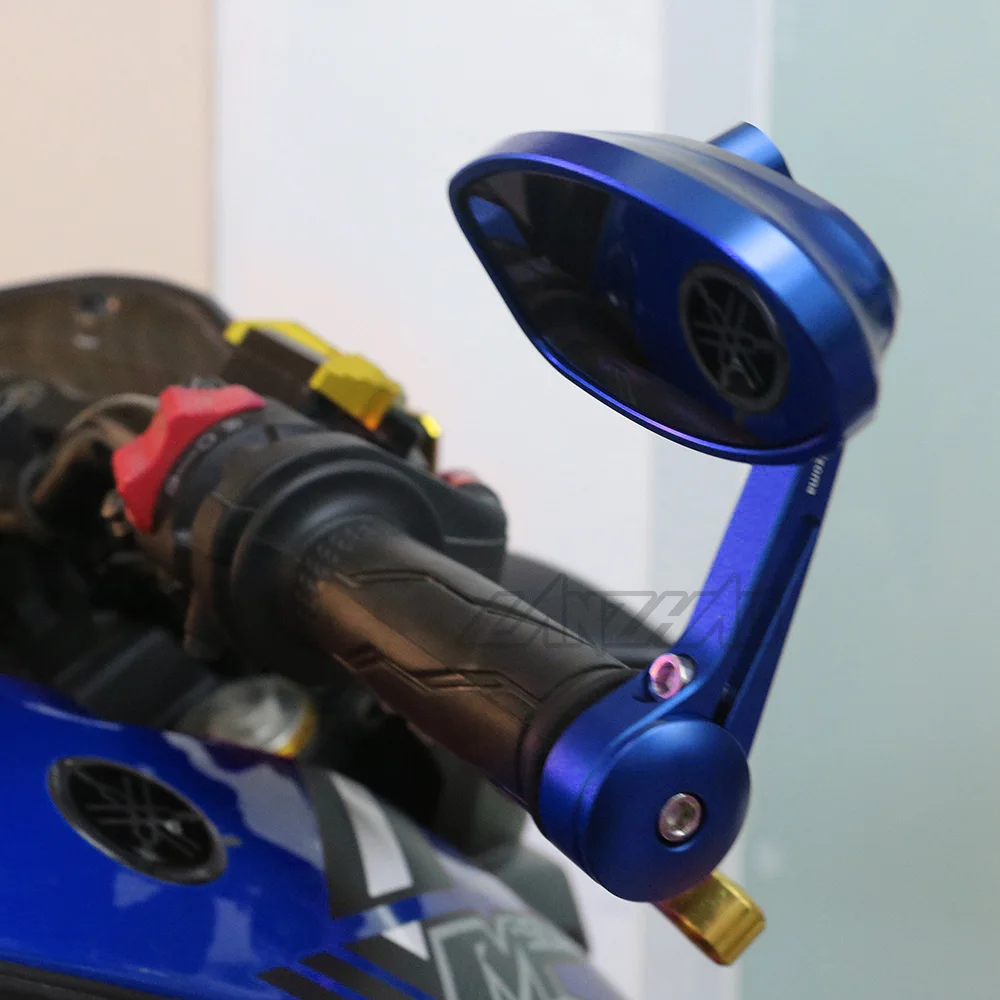7/" 22 мм полный CNC руль мотоцикла БАР КОНЕЦ ЗАДНЕГО вида боковые зеркала голубое Выпуклое стекло универсальный для Yamaha MT07 MT09