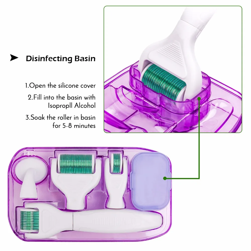 6 в 1 микроиглы дермальный валик в комплекте для лица и тела, 300/720/1200 Титан дермароллер микро-иглы для лица ролик забота о коже